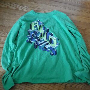 Cat & Jack Boys Size 8-10 Green Long Sleeve Shirt "Build"